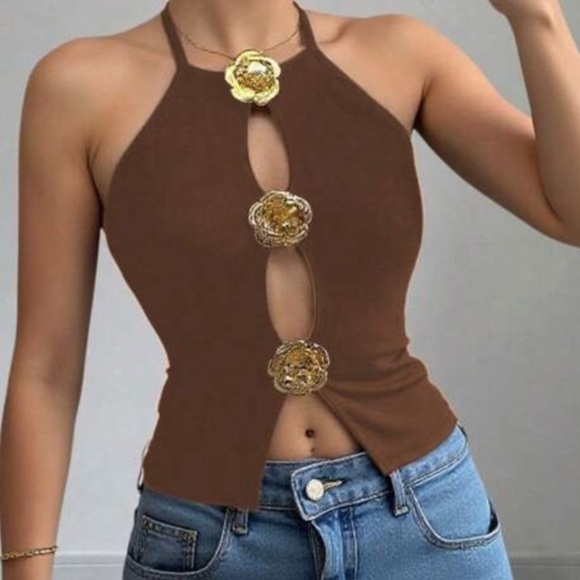 Boutique Tops - Floral Halter Top